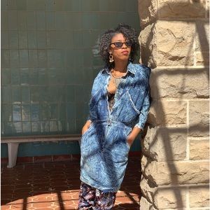 Vintage 80s Rampage blue acid wash denim dress size 7/8